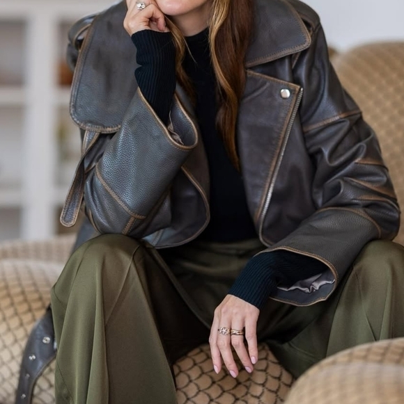 NWOT. Malene Birger Beatrisse Leather Jacket - Picture 3 of 6